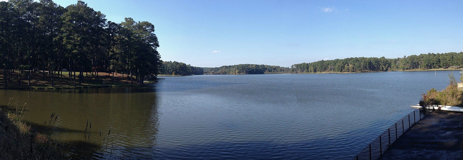 Choctaw Lake surrounded by pine woods, Mississippi